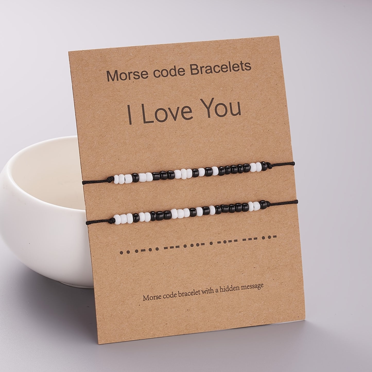 I Love You Morse Code Bracelet Set