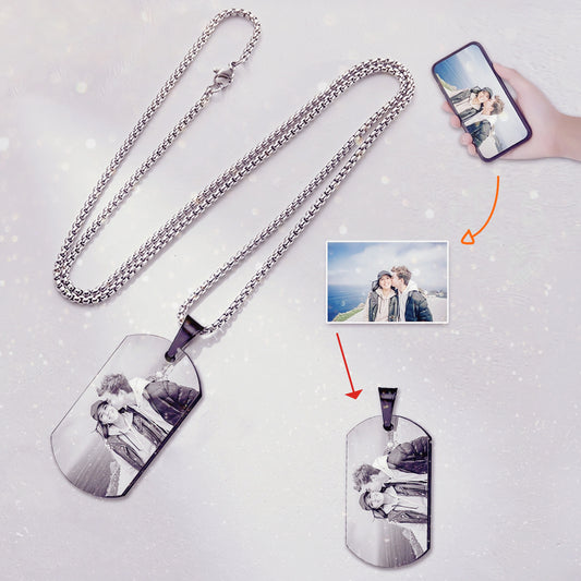 Military Style Personalized Photo Necklace