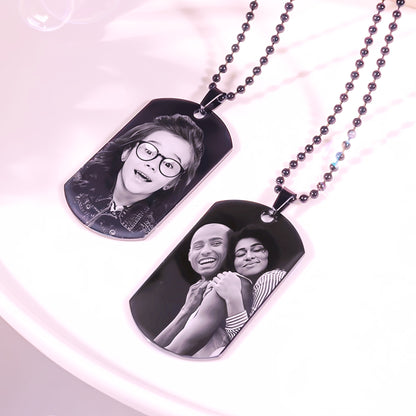 Military Style Personalized Photo Necklace