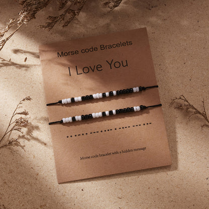 I Love You Morse Code Bracelet Set